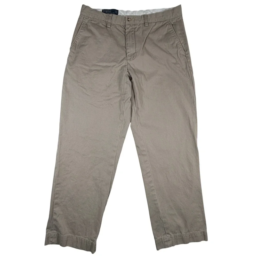 Polo Ralph Lauren Preston Pant Mens 33x30 Khaki Tan Cotton Chino Straight Leg